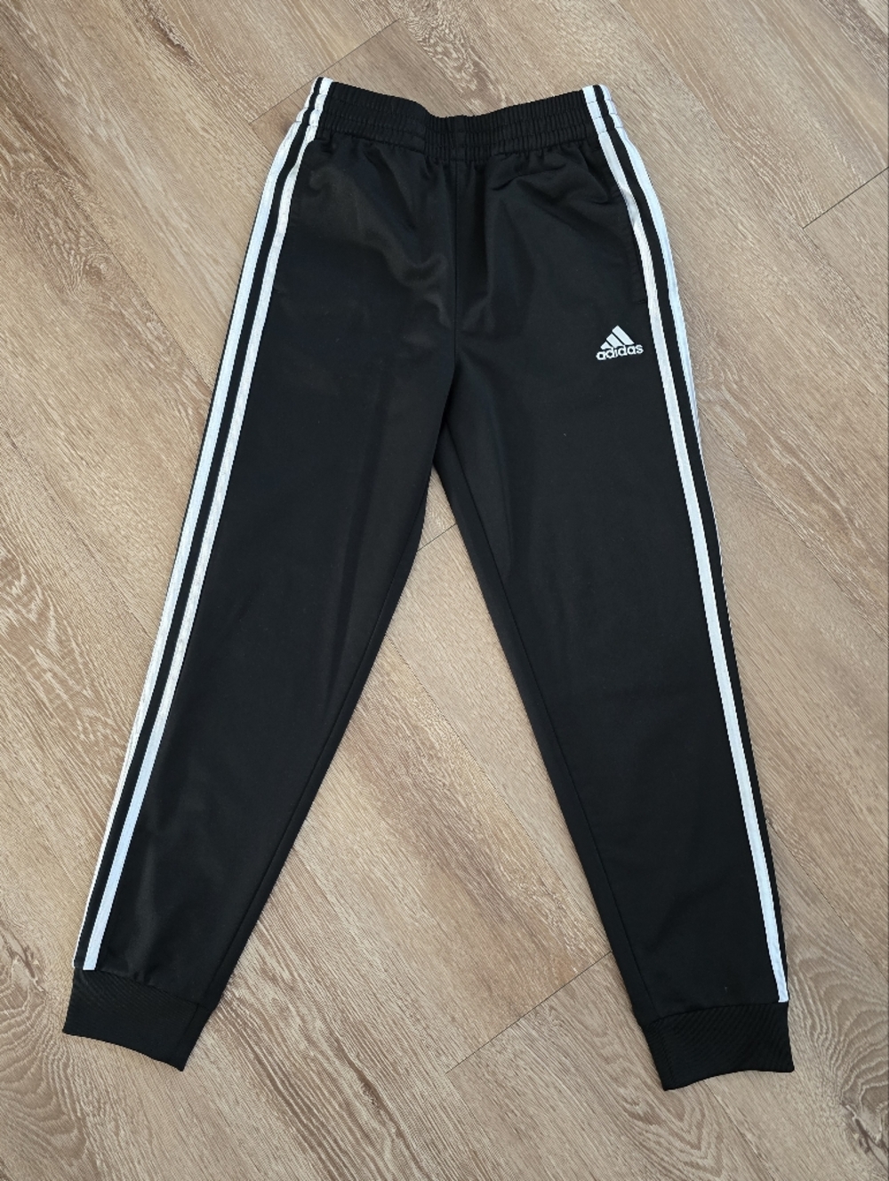 adidas Kids Black Track Pants with White Stripes
